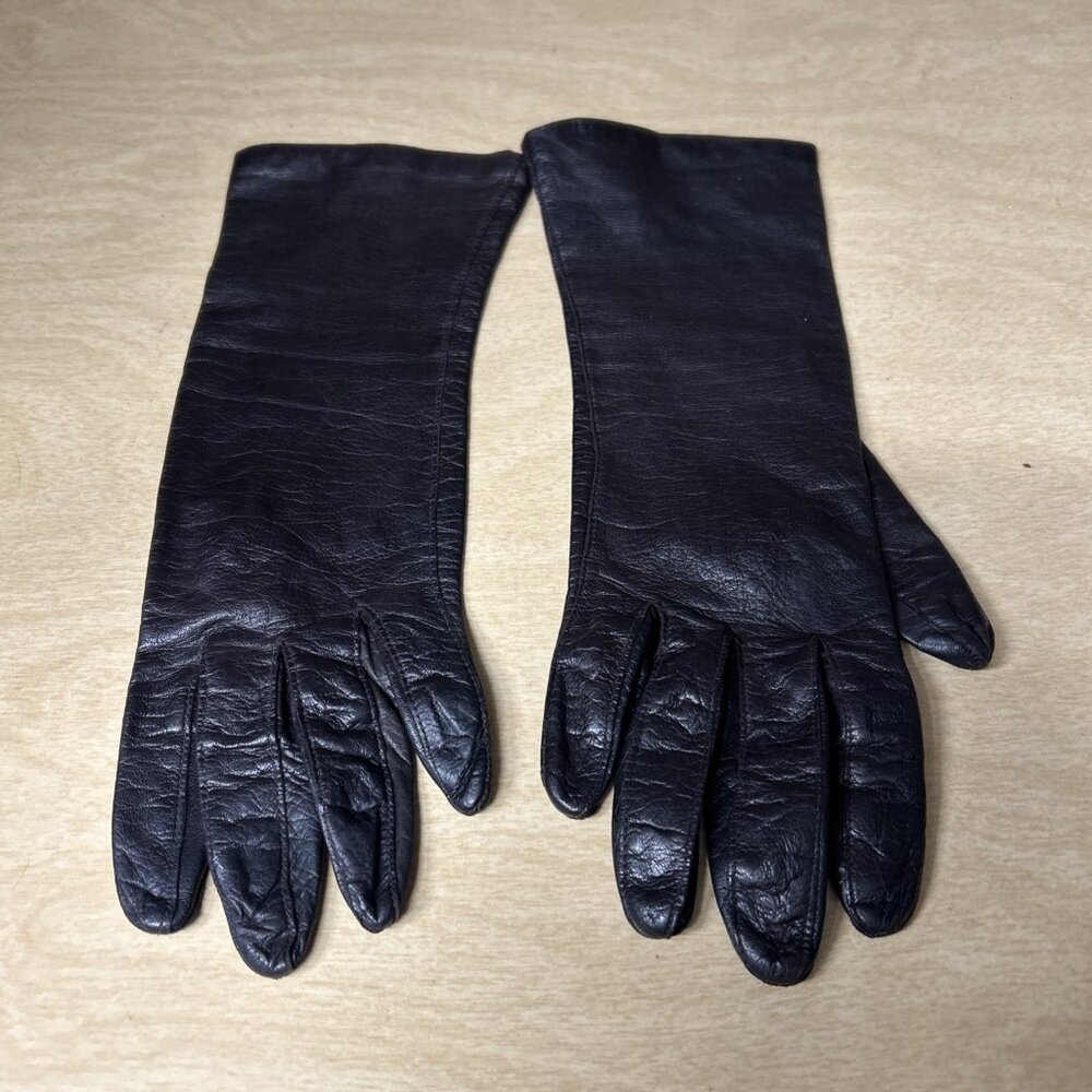 Vintage Brown Leather Gloves With 100% Silk Lining Size 7 Made In Italy